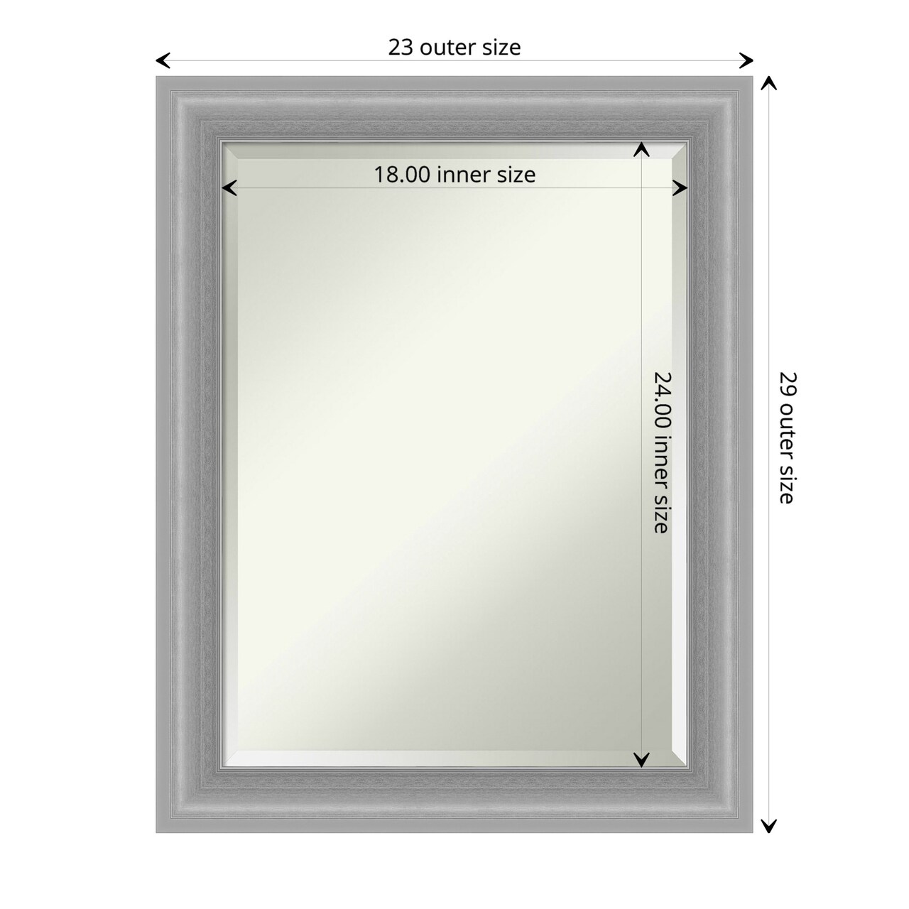 Beveled Bathroom Wall Mirror, Peak Polished Nickel Narrow Frame